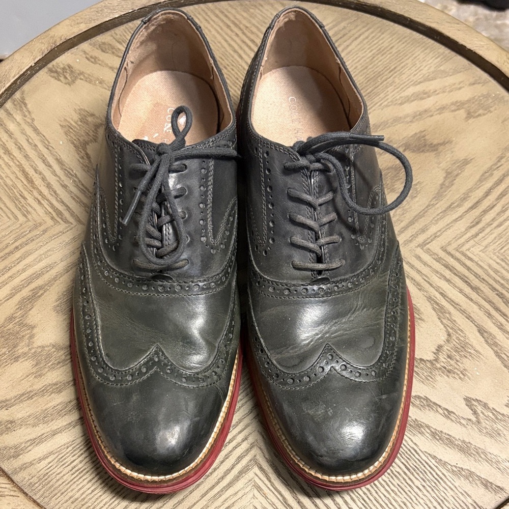 Cole Haan Men’s Brogue Sneakers 10.5US Charcoal Grey Red Soles GrandOS